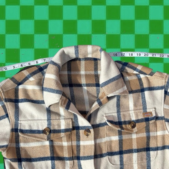 Dickies Tan and Blue Plaid Shirt Jacket - Picture 4 of 7